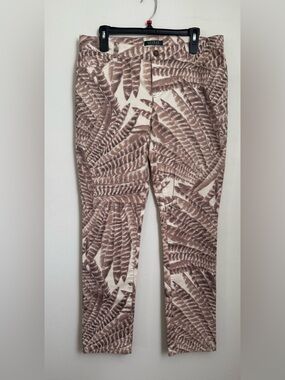 Ralph Lauren Taupe and Cream Feather-Pattern Pants